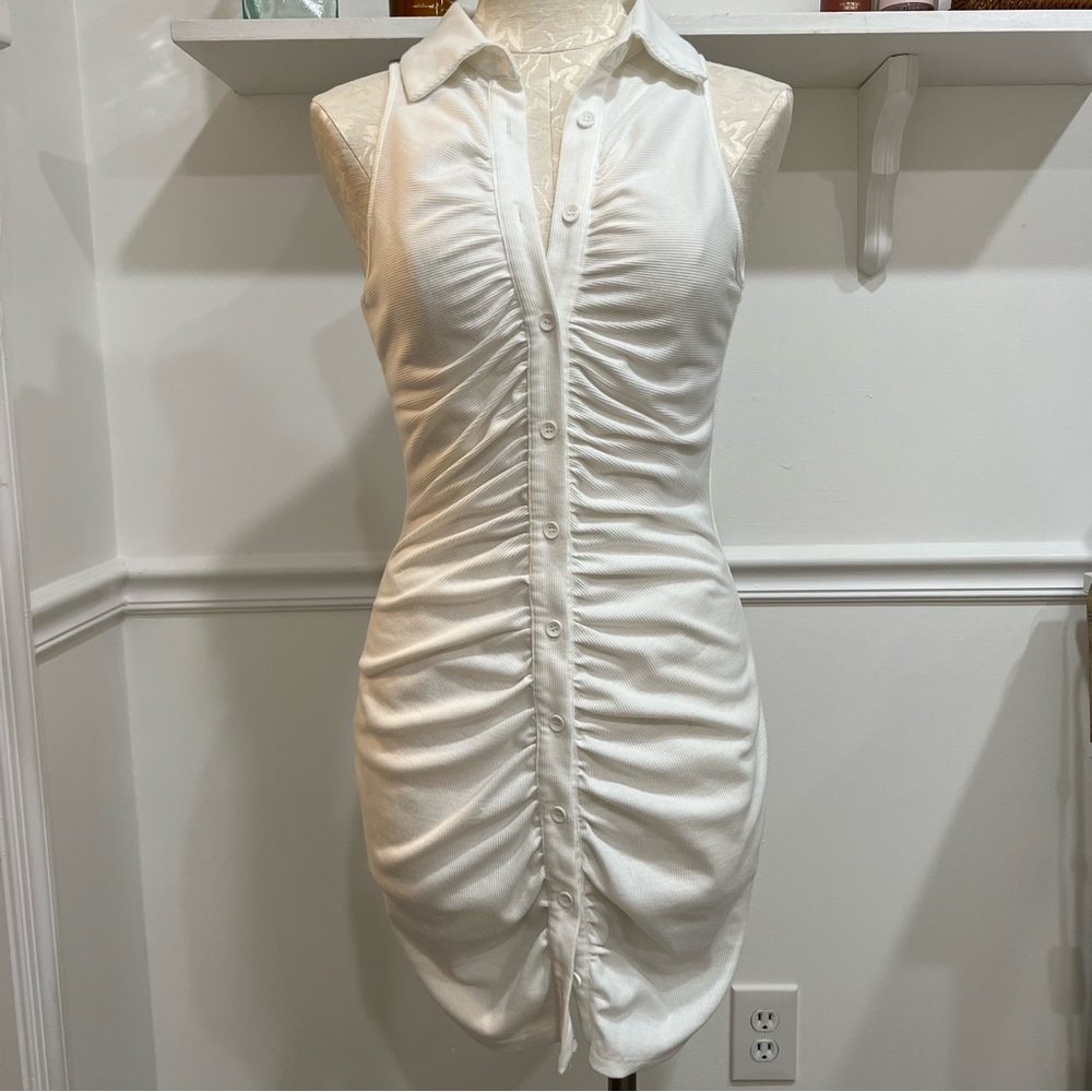 White button up collar dress